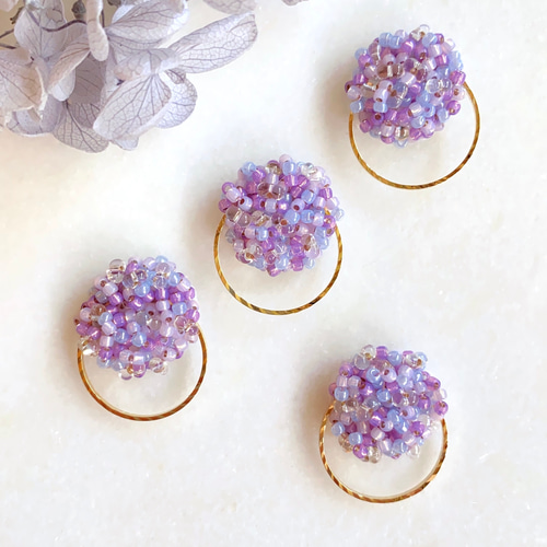 ふるさと納税 アクセサリー ピアス 奈良県 三宅町 ビーズ 刺繍 お花 ピアス イヤリング ジュエリー アクセサリー chiimade：ピアス　パープル ピアス　パープ… ビーズ 刺繍 お花 ピアス イヤリング ジュエリー アクセサリー