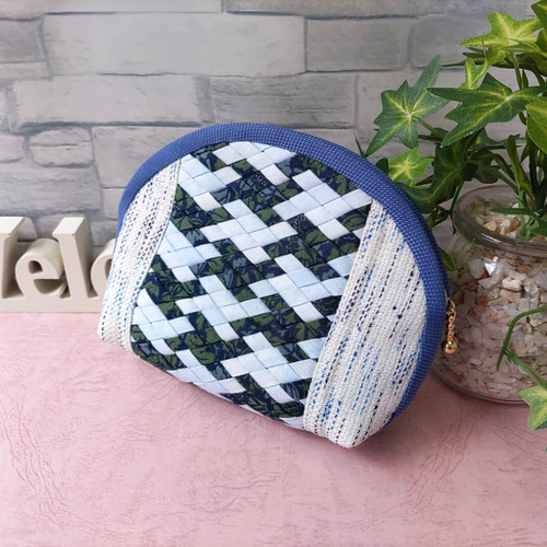 ☆紫陽花の並木道☆1点限り＊編み込みメッシュワークのパッチワーク