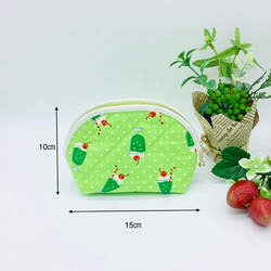 1点限り⭐︎ポーチ☆クリームソーダ＆スイーツ柄（グリーンアップル）レトロ　喫茶 2枚目の画像