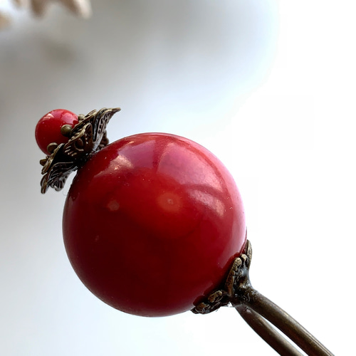 希少】大玉21ミリ赤珊瑚 簪 かんざし 送料無料 かんざし ciel 通販