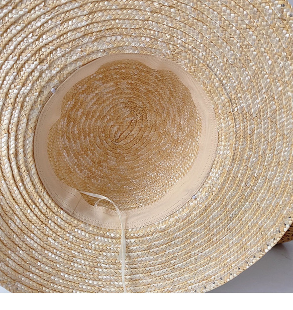 麦わら帽子 女性 夏 ビーチ サンハット 麦わらサンハット 帽子 フラットトップ フレンチレトロ インス ウィンド サン 7枚目の画像
