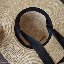 夏のフラットトップ麦わら帽子手編み太陽麦わら帽子海辺の休日の首ネクタイ日焼け防止ビーチ帽子 15枚目の画像