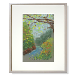 内灘砂丘・夕焼け（パステル画・マット紙付き）額縁：大衣 絵画