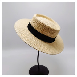 ニット麦わら帽子 夏の日焼け対策 日よけ帽子 広い庇 フラットトップ帽子 海辺 ビーチハット 日よけ帽子 日よけ帽子 7枚目の画像