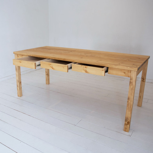 送料無料] 無垢 ダイニングテーブル 食卓 引き出し両側 単品 w180  