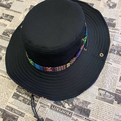 サファリハット（ブラック チノクロス）アウトドア向け 1枚目の画像