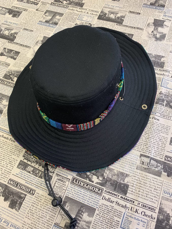 サファリハット（ブラック チノクロス）アウトドア向け 1枚目の画像