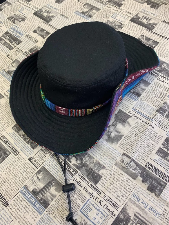 サファリハット（ブラック チノクロス）アウトドア向け 2枚目の画像