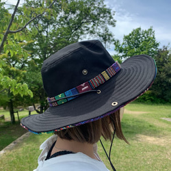 サファリハット（ブラック チノクロス）アウトドア向け 5枚目の画像