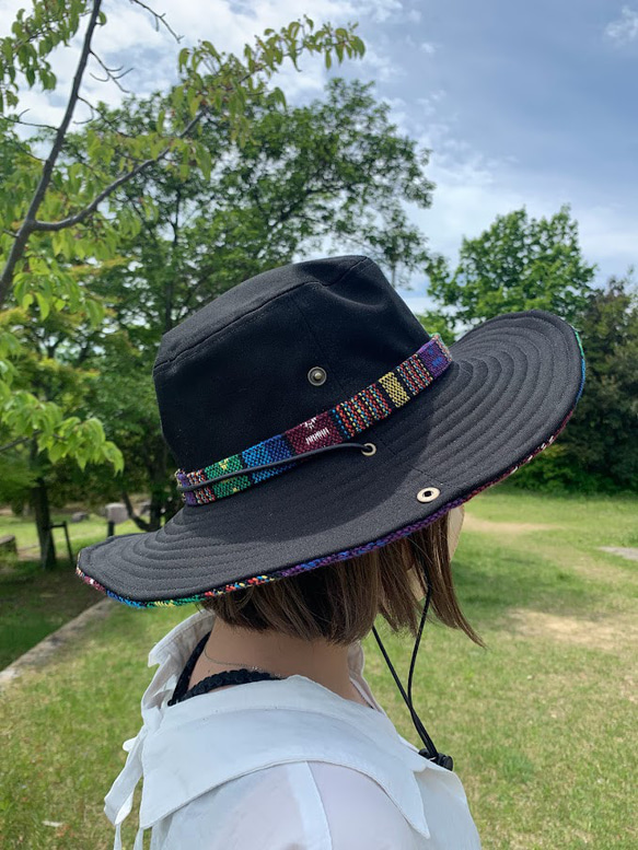 サファリハット（ブラック チノクロス）アウトドア向け 5枚目の画像