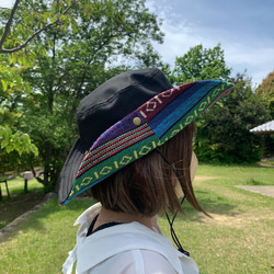 サファリハット（ブラック チノクロス）アウトドア向け 6枚目の画像