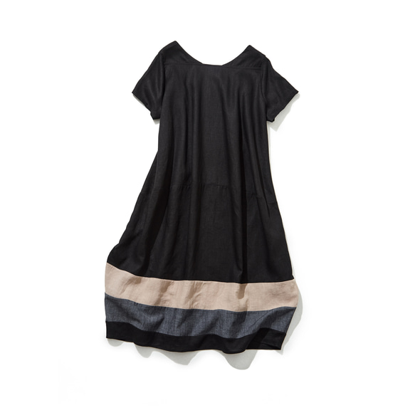 繭型連身裙，休閒現代的配色 褶皺亞麻連身裙 230502-1 第7張的照片