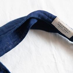 亞麻&amp;有機棉靛藍染色紗布頭巾 第5張的照片