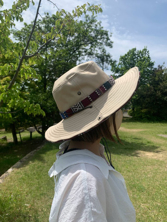 サファリハット（ベージュ チノクロス）アウトドア向け 5枚目の画像