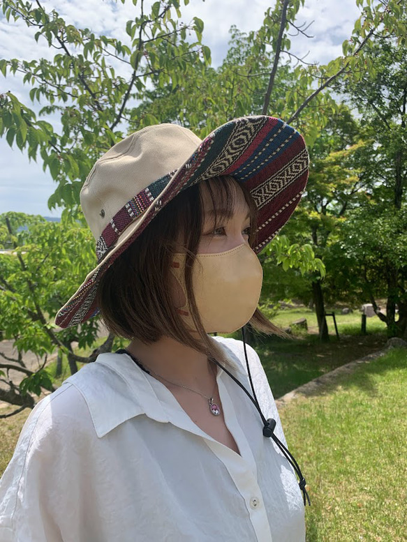 サファリハット（ベージュ チノクロス）アウトドア向け 4枚目の画像