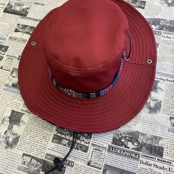 サファリハット（エンジ チノクロス）アウトドア向け 1枚目の画像