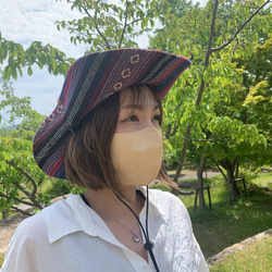 サファリハット（エンジ チノクロス）アウトドア向け 8枚目の画像