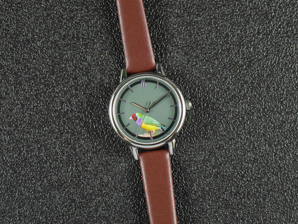 七彩文鳥手錶 啡錶帶 女裝手錶 全球免運 第4張的照片