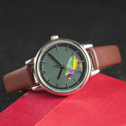 七彩文鳥手錶 啡錶帶 女裝手錶 全球免運 第3張的照片