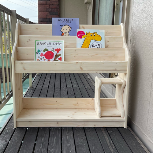 ★彡【新品】通常サイズ　ワトコオイル（ホワイト）ワイドA　絵本棚　ハンドメイド 幅広 ホワイト（ワトコオイル）ワイドE仕切ナシ 絵本棚 本棚