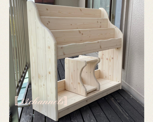 ★彡【新品】　通常サイズ　無塗装　ワイドＡタイプ　絵本棚　ハンドメイド 幅広 ホワイト（ワトコオイル）ワイドDタイプ 絵本棚 おもちゃ
