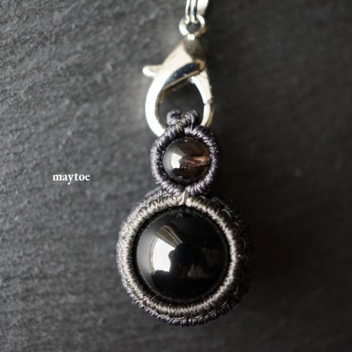 モリオン(黒水晶) 財布やポーチにしまえるお守り石キーホルダー