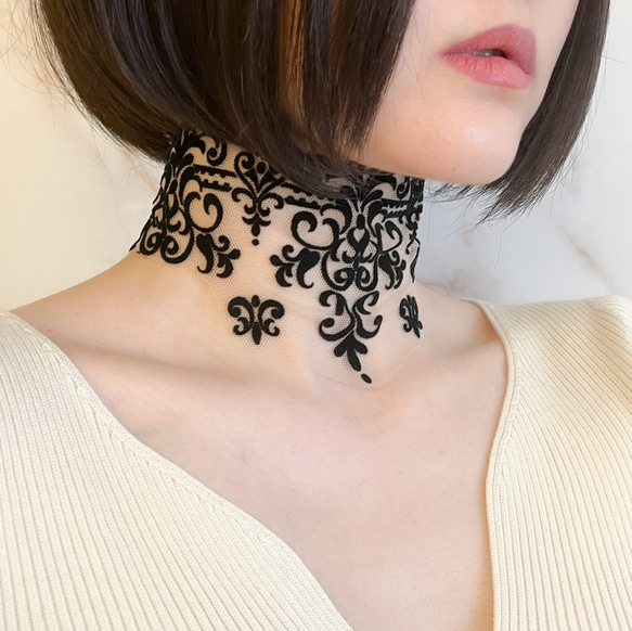 Victoria: 黑色紋身蕾絲頸鍊 SV541 第9張的照片