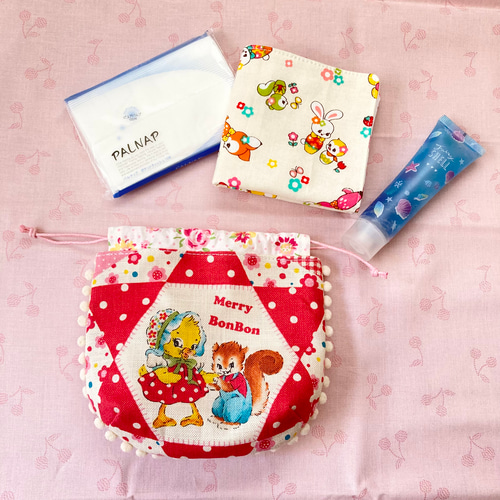 コロンとかわいい ぷっくり巾着mini♡メリーボンボン 巾着袋