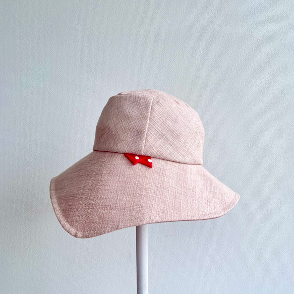 58cm 帽子 贈りもの ピンクツートンカラーのスクエアクロシェ 大人可愛い つば広 ピンク 19枚目の画像