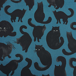 こちらをジーッと見つめる黒猫柄 半幅帯&半衿セット【セミオーダー】 3枚目の画像