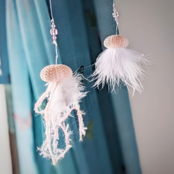 クラゲのモビール サンキャッチャー ウニ殻 ミズクラゲ ゼリー