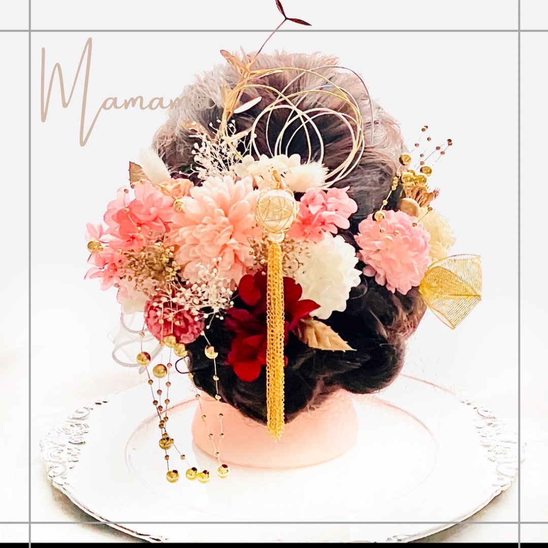 成人式髪飾り】　【卒業式髪飾り】　【結婚式髪飾り】　【髪飾り】 【成人式】揺れるパール簪　水引　金箔　振袖　袴