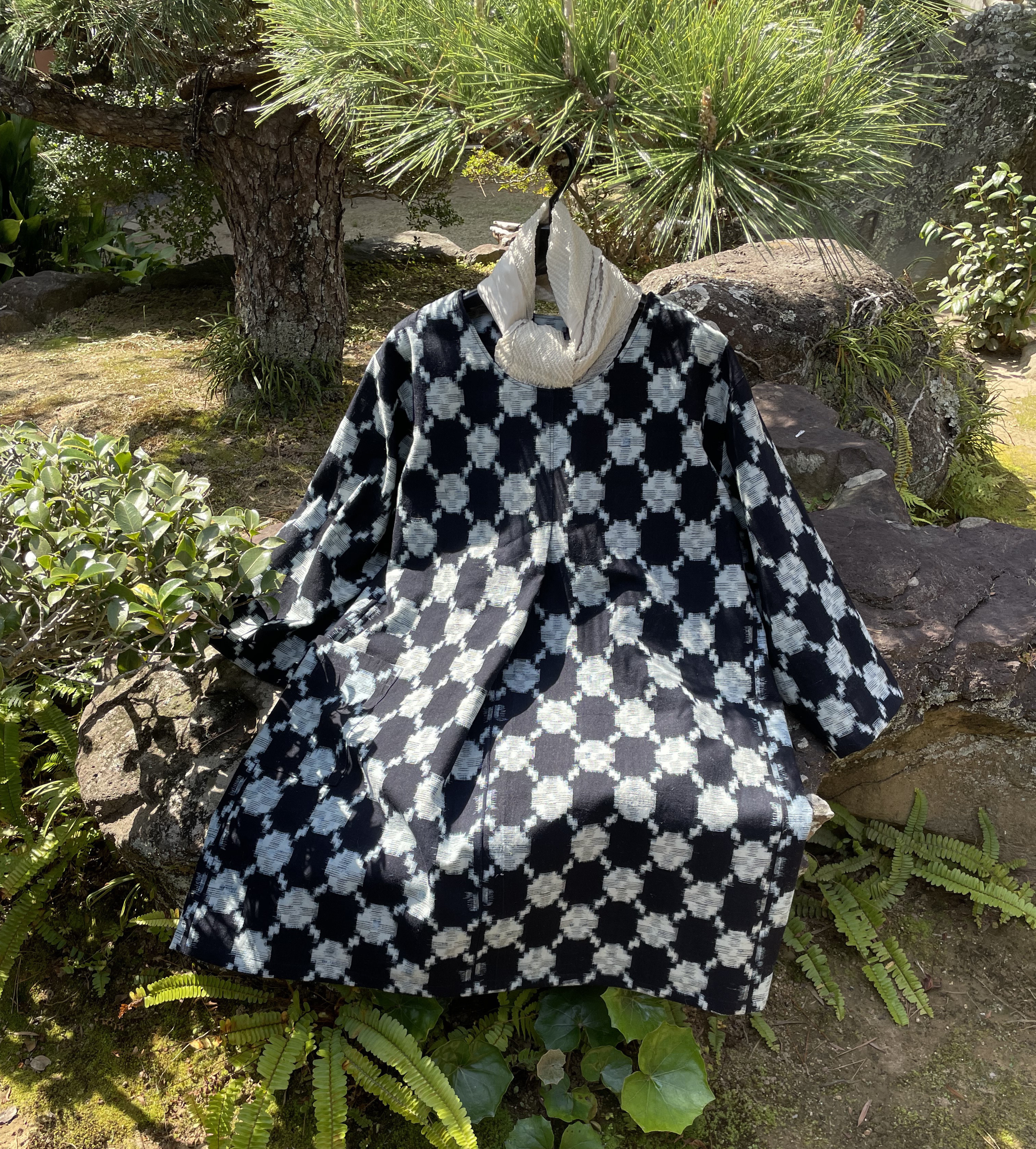 着物リメイク 古布リメイク 麻 白絣 チュニックブラウス - メルカリ