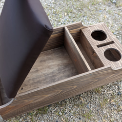 ハイエース　センターコンソールボックス　アンティークブラウン　ナロー/標準ボディ用　ヒノキ＆杉製　アームレスト 2枚目の画像