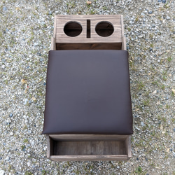 ハイエース　センターコンソールボックス　アンティークブラウン　ナロー/標準ボディ用　ヒノキ＆杉製　アームレスト 4枚目の画像