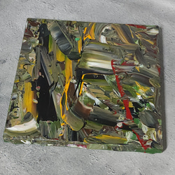 ひろ・あおき　作　「盤011 」　アクリル/キャンバス　S3　27.3x27.3cm　抽象絵画　現代アート　スクエア 14枚目の画像