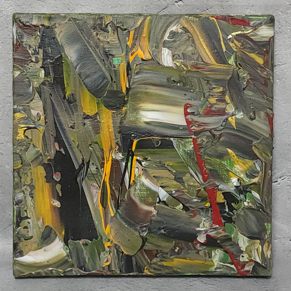 ひろ・あおき　作　「盤011 」　アクリル/キャンバス　S3　27.3x27.3cm　抽象絵画　現代アート　スクエア 1枚目の画像