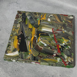 ひろ・あおき　作　「盤011 」　アクリル/キャンバス　S3　27.3x27.3cm　抽象絵画　現代アート　スクエア 11枚目の画像