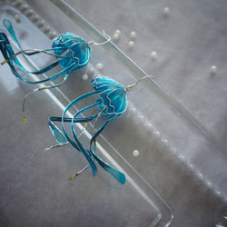 水母 蔚藍 垂墜式樹脂耳環 第3張的照片
