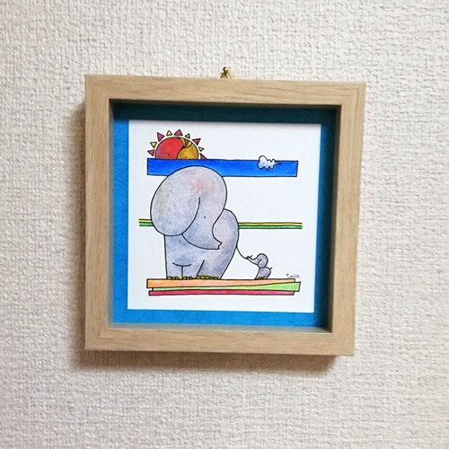 親子で散歩額縁入り絵画
