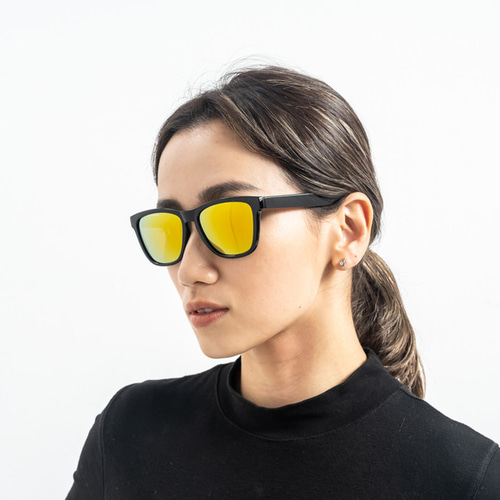 2is JasonP サングラス│光沢のあるブラックフレーム│オレンジの反射