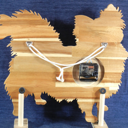 犬形時計　パピヨン【木製（アカシア集成材）】（掛け時計） 2枚目の画像