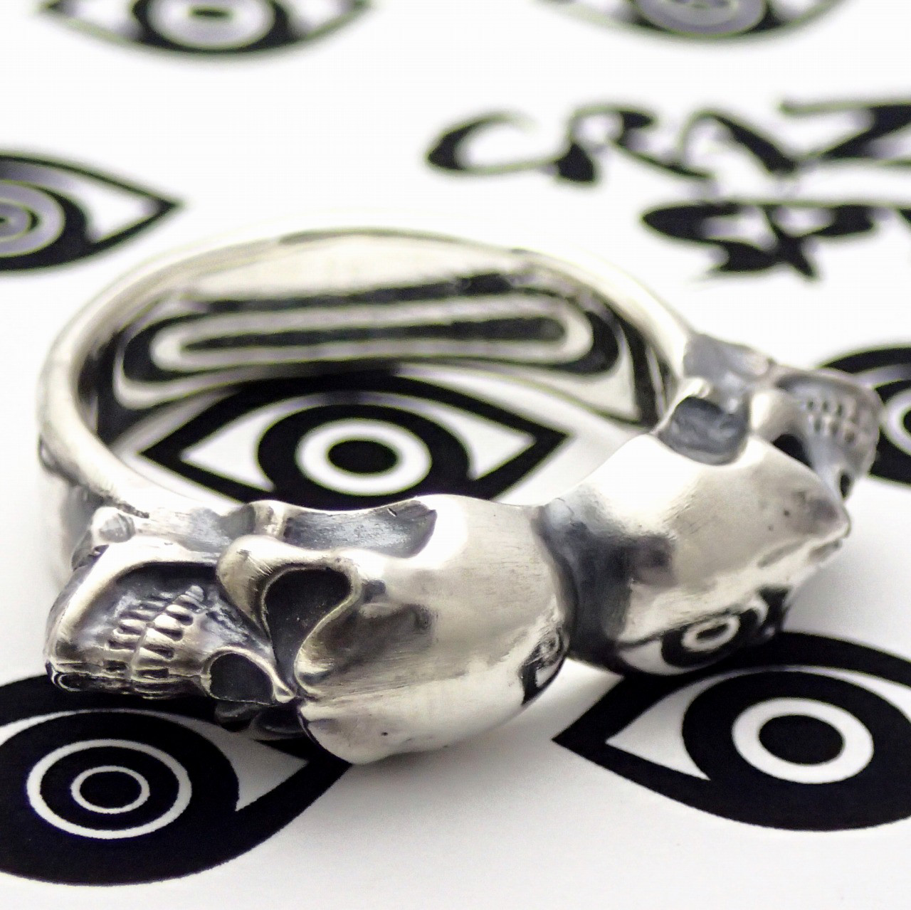 スカルリング スカル ドクロ 髑髏 ダブル ツイン ダブルスカルリング ツインスカルリング シルバー925 シルバーリン