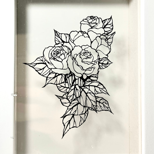 切り絵＜5本のバラ＞インテリア プレゼント ギフト creema限定 切り絵