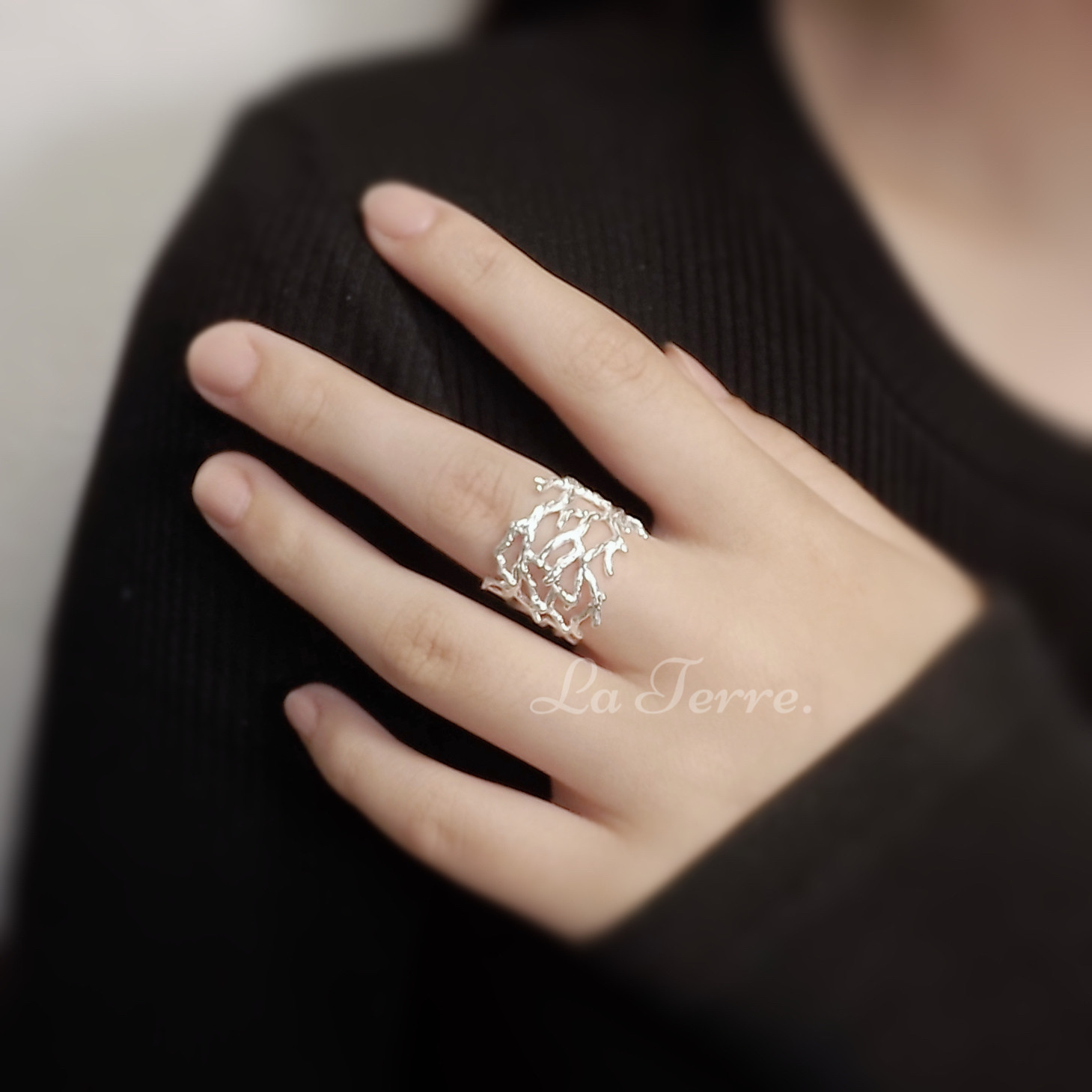 silver925 木の枝　デザインリング