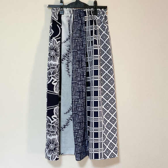 浴衣リメイク Ｑ パッチワーク ギャザースカート  コットン  浴衣スカート 着物リメイク  着物スカート 4枚目の画像
