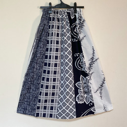 浴衣リメイク Ｑ パッチワーク ギャザースカート  コットン  浴衣スカート 着物リメイク  着物スカート 3枚目の画像
