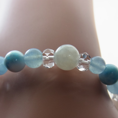 ♡ラリマー＆ネモフィラ カラーのブレスレット♡翡翠 アクアマリン 