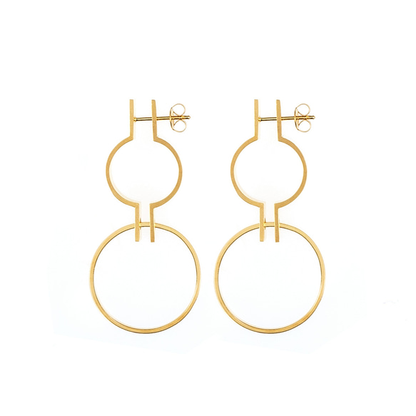 フィット感抜群 大人上品 ピアス「Lock Loop Earring」/ K18plated ゴールド シルバー 1枚目の画像