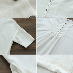 蓬鬆身材遮蓋亞麻罩衫連衣裙（灰白色）OP32。 第11張的照片